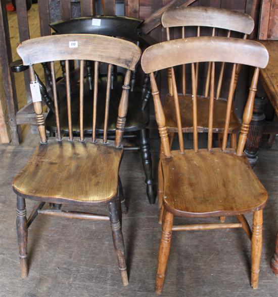 Captains chair & 3 stick back chairs
